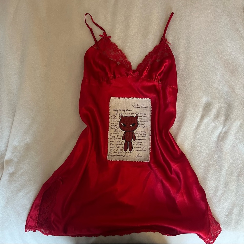 left hand la red satin slip dress